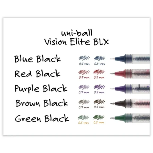 uni-ball Bold Conical Tip Refill for Vision Elite Roller Ball Pens - Assorted Ink Colors (2/Pack)