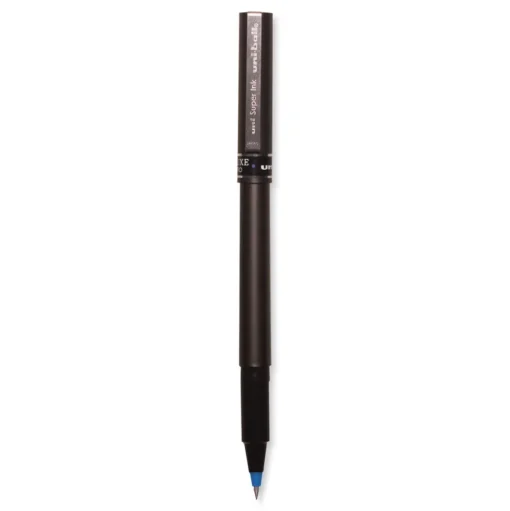 uni-ball Deluxe Extra-Fine 0.5 mm Rollerball Pen - Blue Ink/Metallic Gray/Black/Blue Barrel (1-Dozen)