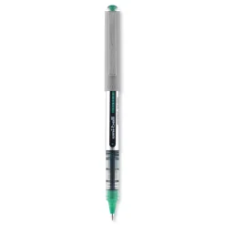 uni-ball Fine 0.7 mm VISION Stick Roller Ball Pen - Green Ink, Silver/Green/Clear Barrel (1-Dozen)
