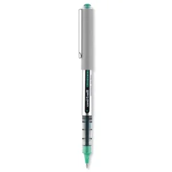 uni-ball Fine 0.7 mm VISION Stick Roller Ball Pen - Green Ink, Silver/Green/Clear Barrel (1-Dozen)