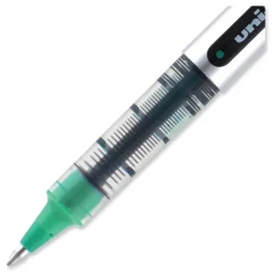 uni-ball Fine 0.7 mm VISION Stick Roller Ball Pen - Green Ink, Silver/Green/Clear Barrel (1-Dozen)