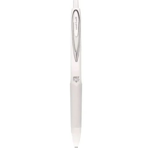 uni-ball Medium 0.7 mm 207 Plusplus Retractable Gel Pen - Black Ink, White Barrel (1-Dozen)
