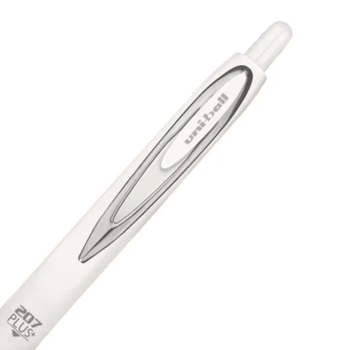 uni-ball Medium 0.7 mm 207 Plusplus Retractable Gel Pen - Black Ink, White Barrel (1-Dozen)
