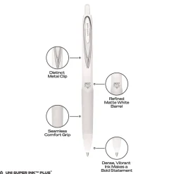 uni-ball Medium 0.7 mm 207 Plusplus Retractable Gel Pen - Black Ink, White Barrel (1-Dozen)