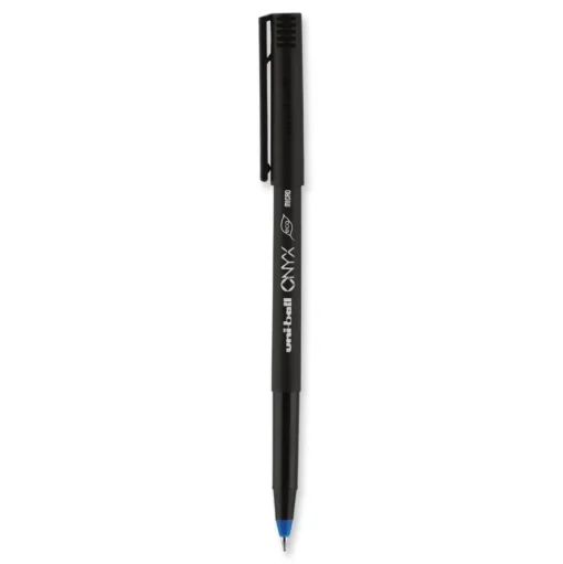 uni-ball ONYX Extra-Fine 0.5 mm Roller Ball Pen - Black/Blue Barrel (1-Dozen)