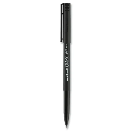 uni-ball ONYX Extra-Fine 0.5 mm Roller Ball Pen - Black Ink/Black Barrel (1-Dozen)