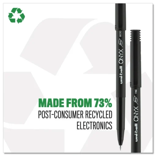 uni-ball ONYX Extra-Fine 0.5 mm Roller Ball Pen - Black Ink/Black Barrel (1-Dozen)