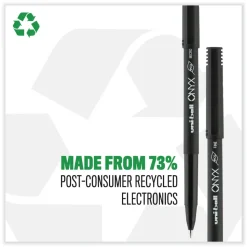 uni-ball ONYX Fine 0.7 mm Roller Ball Pen - Black Ink/Black Barrel (1-Dozen)