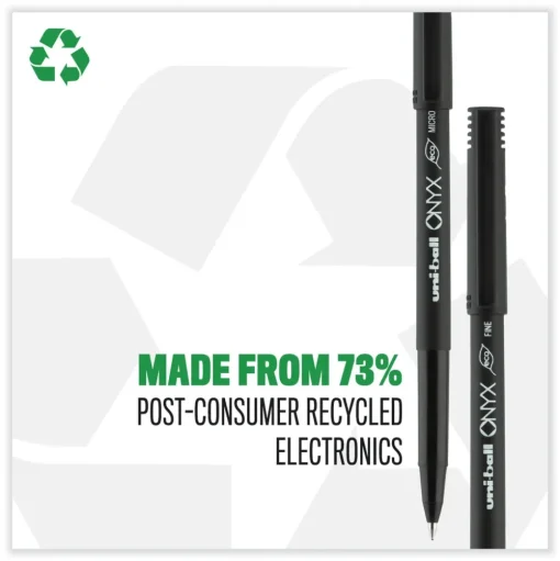 uni-ball ONYX Fine 0.7 mm Roller Ball Pen - Black Ink/Black Barrel (1-Dozen)