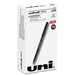 uni-ball ONYX Fine 0.7 mm Roller Ball Pen - Black/Red Barrel (1-Dozen)