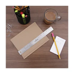Universal 12 in. Long Standard/Metric Stainless Steel Ruler with Cork Back and Hanging Hole