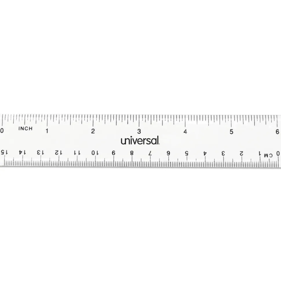 Universal 6 in. Long Standard/Metric Plastic Ruler - Clear (2/Pack)
