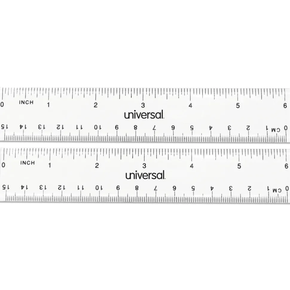 Universal 6 in. Long Standard/Metric Plastic Ruler - Clear (2/Pack)