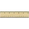 Universal 12 in. Long, Standard, Flat Wood Ruler with Double Metal Edge - Clear Lacquer Finish