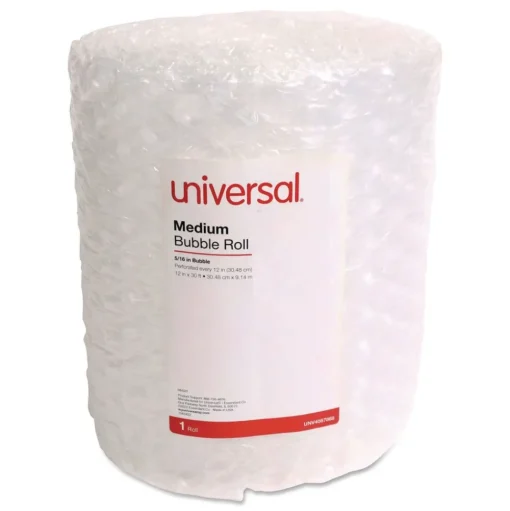 Universal 12 in. x 30 ft. 0.31 in. Thick Bubble Packaging Perforated Every 12 in. - Clear (12/Carton)