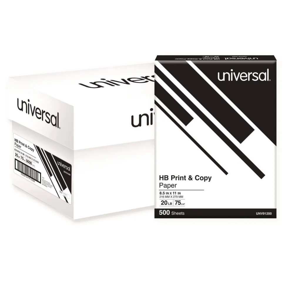 Universal 8.5 in. x 11 in. 20 lbs. Bond Weight High-Bright Multipurpose Paper - White (1-Pallet)