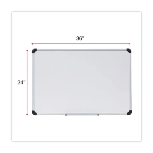 Universal 36 in. x 24 in. Deluxe Porcelain Magnetic Dry Erase Board - White Surface, Aluminum Frame