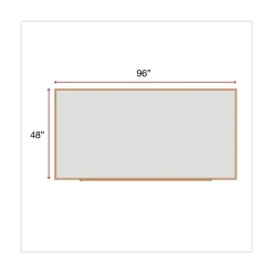 Universal 96 in. x 48 in. Deluxe Melamine Dry Erase Board - Melamine White Surface, Oak Fiberboard Frame