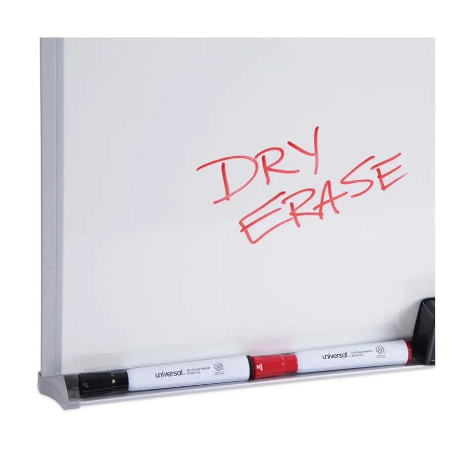Universal 36 in. x 24 in. Melamine Dry Erase Board with Anodized Aluminum Frame - White Surface