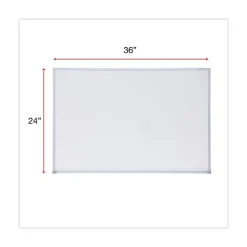 Universal 36 in. x 24 in. Melamine Dry Erase Board with Anodized Aluminum Frame - White Surface