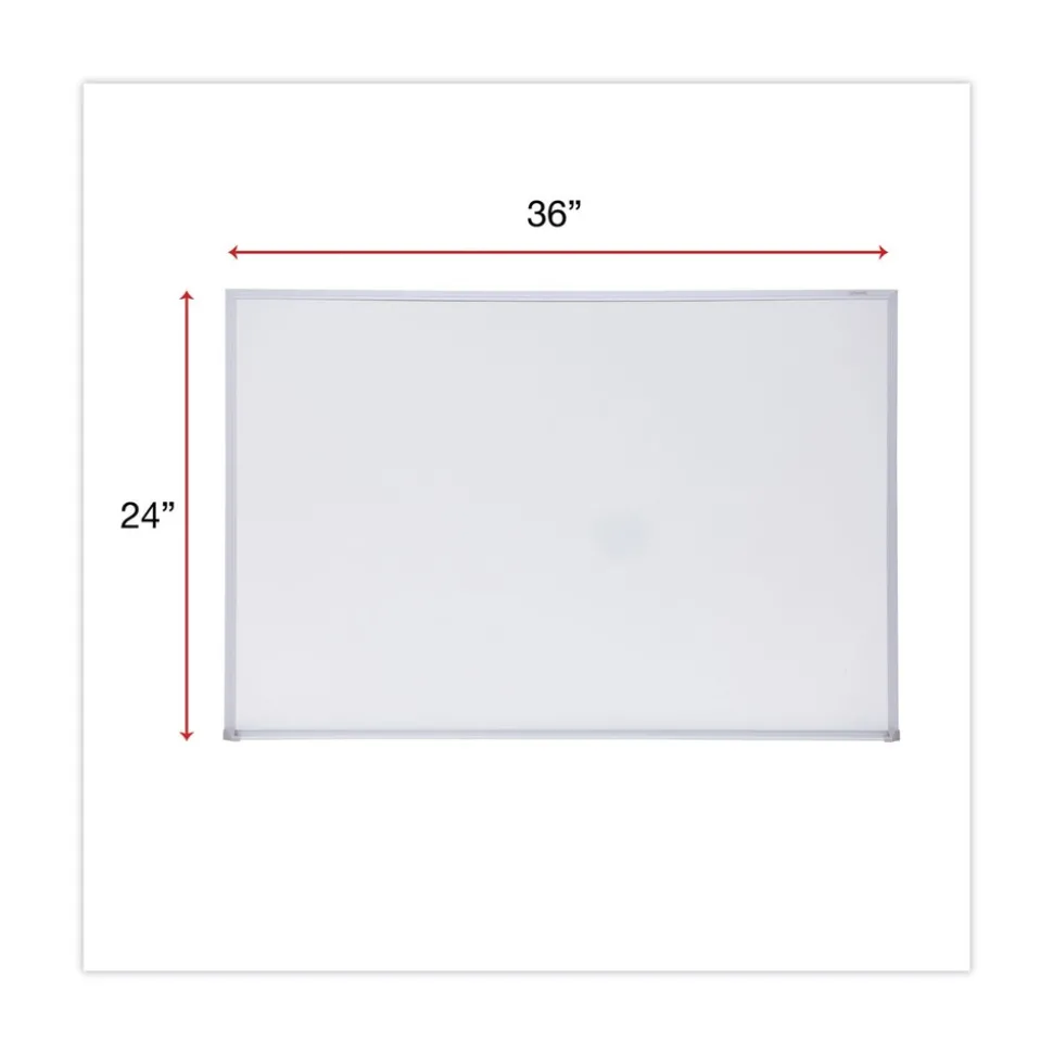 Universal 36 in. x 24 in. Melamine Dry Erase Board with Anodized Aluminum Frame - White Surface