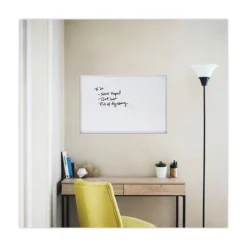Universal 36 in. x 24 in. Melamine Dry Erase Board with Anodized Aluminum Frame - White Surface