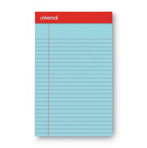 Universal 5 in. x 8 in. Sheets Narrow Rule Perforated Ruled Writing Pads - Assorted Pastel Colors (6/Pack)
