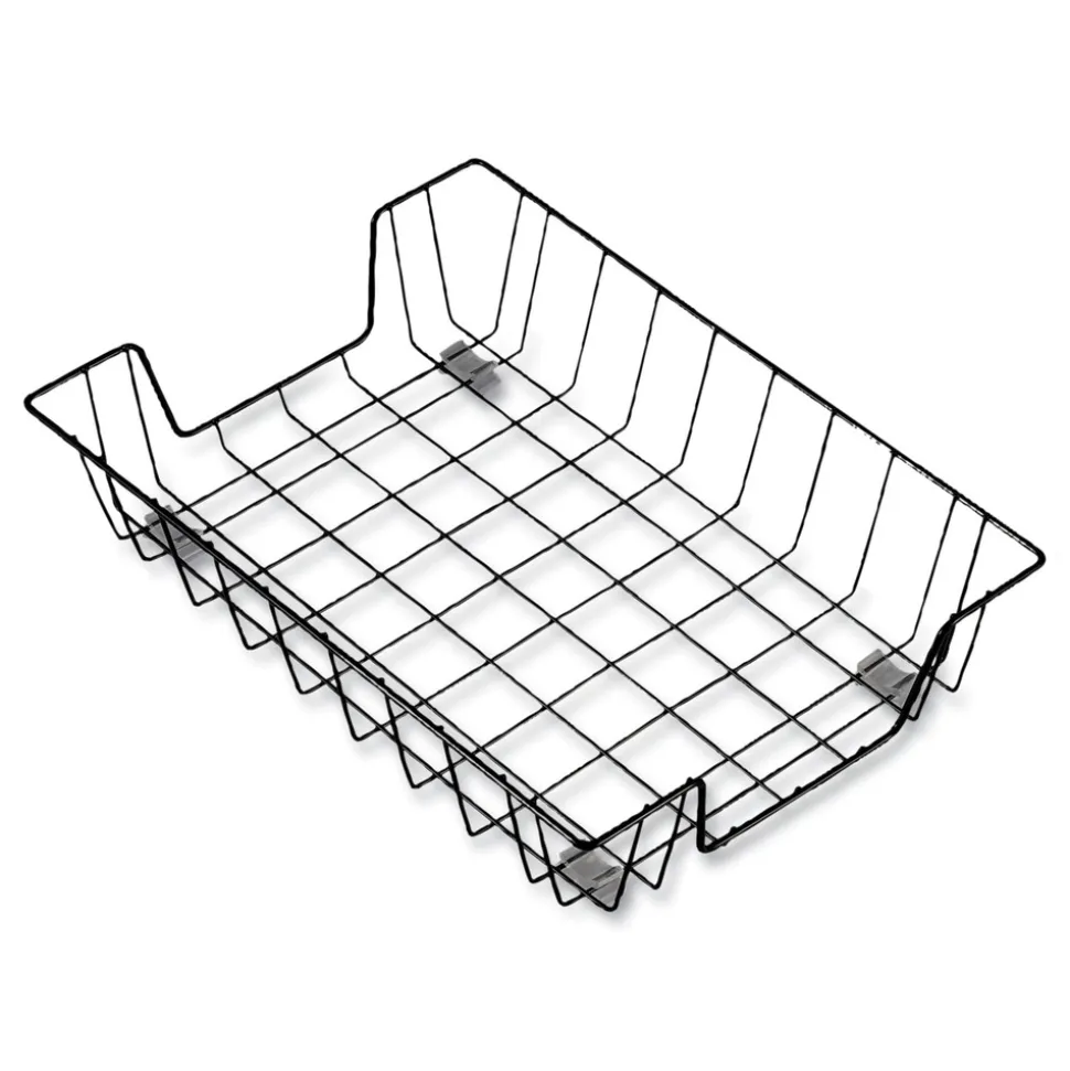 Universal 10 in. x 14.13 in. x 3-in Letter Size Files 1 Section Wire Metal Letter Tray - Black