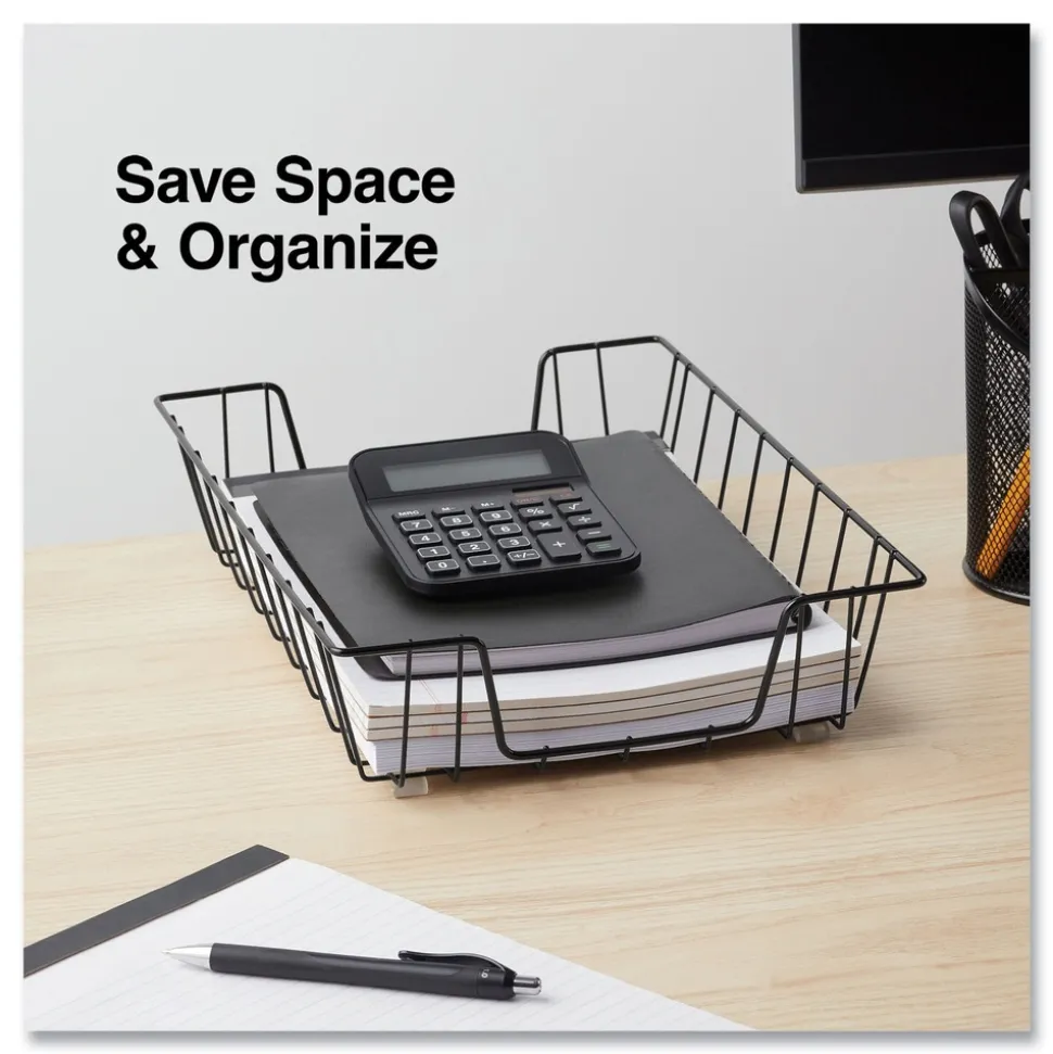 Universal 10 in. x 14.13 in. x 3-in Letter Size Files 1 Section Wire Metal Letter Tray - Black
