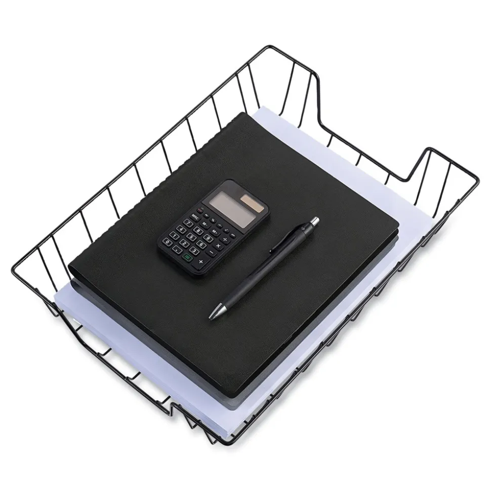 Universal 10 in. x 14.13 in. x 3-in Letter Size Files 1 Section Wire Metal Letter Tray - Black