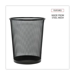 Universal UNV20008 18-Quart Steel Mesh Wastebasket - Black