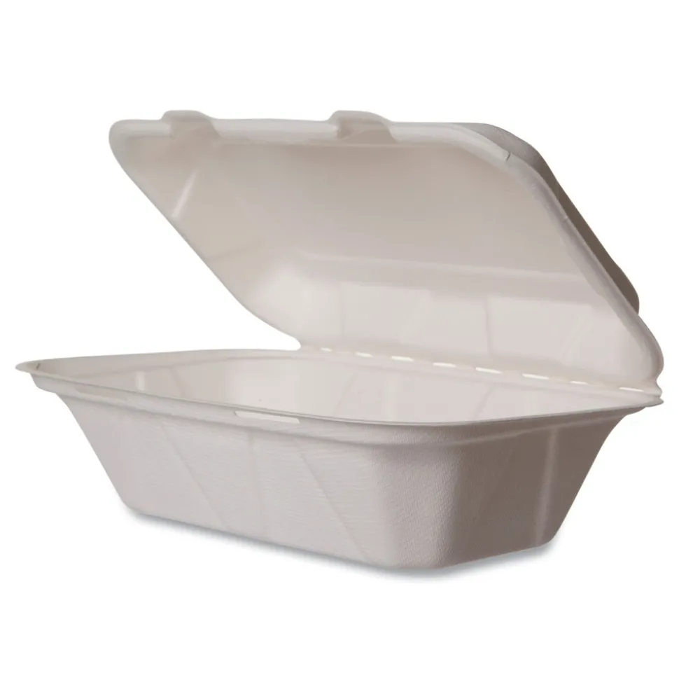 Vegware 5 in. x 9 in. x 2 in. Nourish Molded Fiber Takeout Containers - White (250/Carton)