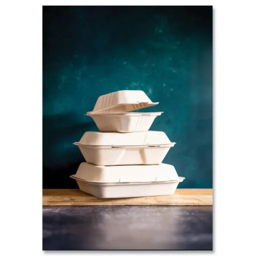 Vegware 7.9 in. x 7.9 in. x 2.9 in. Nourish Molded Fiber Compostable Sugarcane Takeout Containers - White (200/Carton)
