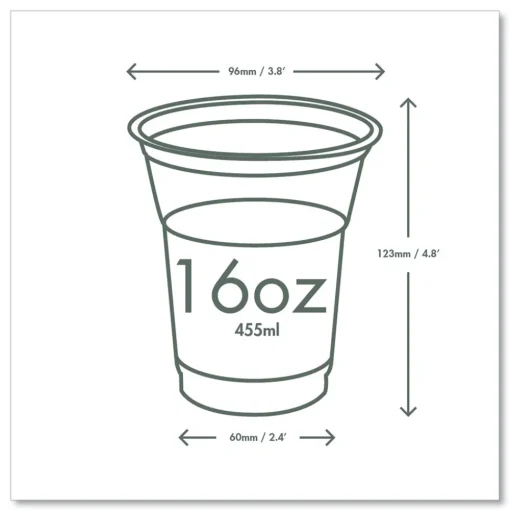 Vegware 16 oz. 96-Series Compostable Cold Cup - Clear/Green (1000/Carton)