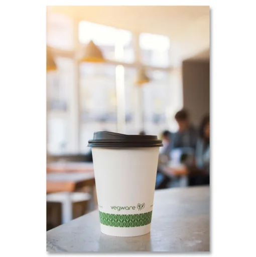 Vegware 12 oz. 89-Series Paper Hot Cup - White/Green (1000/Carton)
