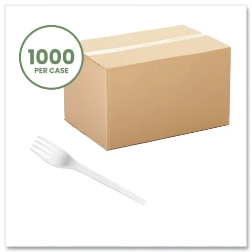 Vegware Compostable CPLA Cutlery Fork - White (1000/Carton)