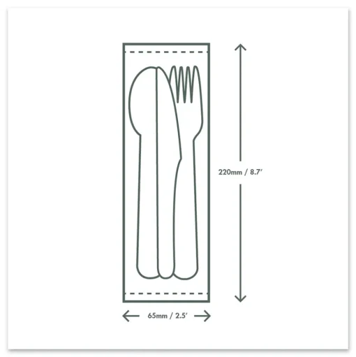 Vegware Compostable Fork/Knife/Spoon/Napkin Cutlery Kits - White (250/Carton)