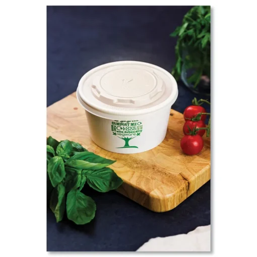 Vegware 115-Series Compostable Plastic Flat Hot Lids - White (500/Carton)