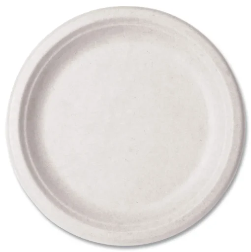 Vegware VW-P013NFA 9 in. Diameter Nourish Molded Compostable Fiber Plate Tableware - White (500/Carton)