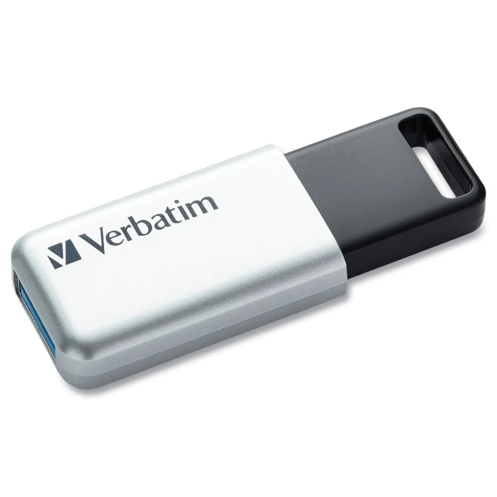 Verbatim 128 GB Store 'n' Go Secure Pro USB Flash Drive with AES 256 Encryption - Silver