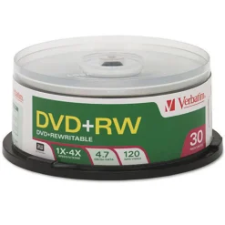 Verbatim 4.7 GB 4x DVD RW Rewritable Disc - Silver (30/Pack)