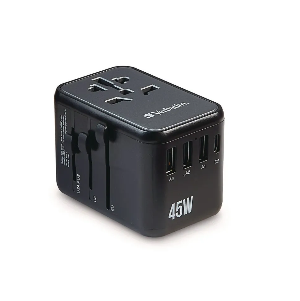 Verbatim UTA-08 3-USB-A/3-USB-C Universal Travel Adapter