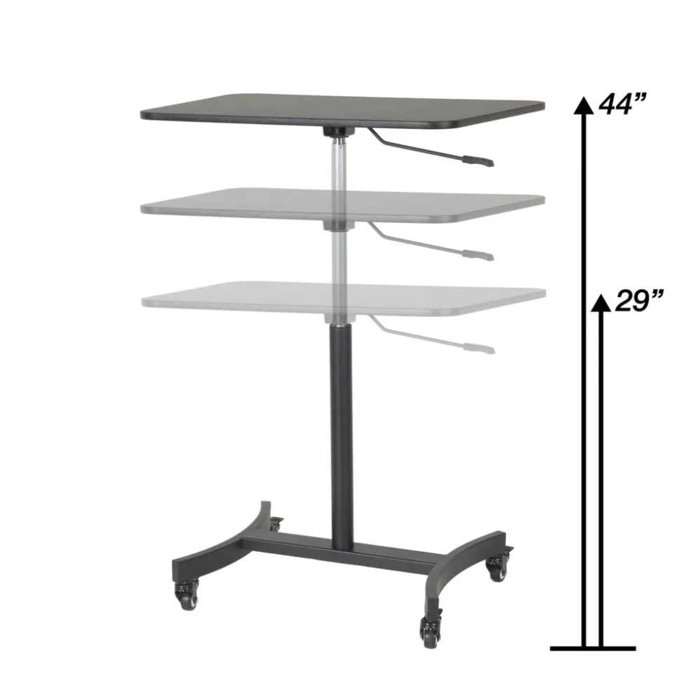 Victor 30.75 in. x 22 in. x 29 in. to 44 in. High Rise Collection Mobile Adjustable Standing Desk - Black