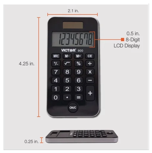 Victor 8-Digit LCD Antimicrobial Pocket Calculator