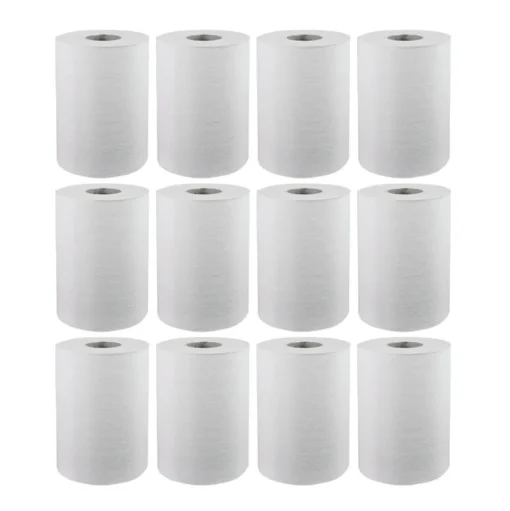 Windsoft WIN109 1-Ply 8 in. x 350 ft. Hardwound Paper Towel Rolls - White (12 Rolls/Carton)