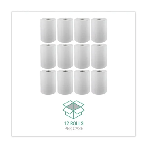 Windsoft WIN109 1-Ply 8 in. x 350 ft. Hardwound Paper Towel Rolls - White (12 Rolls/Carton)