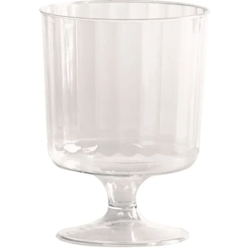 WNA 5 oz. Fluted Classic Crystal Plastic Wine Glasses on Pedestals - Clear (10/Pack, 24 Packs/Carton)