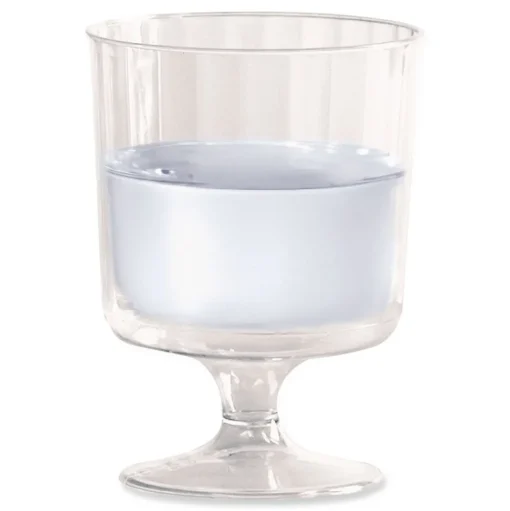 WNA 5 oz. Fluted Classic Crystal Plastic Wine Glasses on Pedestals - Clear (10/Pack, 24 Packs/Carton)