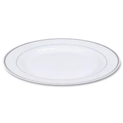 WNA RSM101210WS 10.25 in. Diameter Masterpiece Plastic Plates - White/Silver (120/Carton)