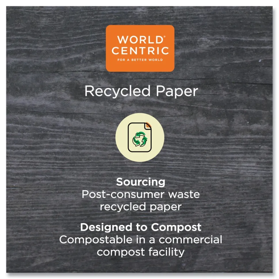 World Centric 9 in. x 9 in. 1-Ply 100% PCW Recycled Paper Towels - Natural (4000/Carton)